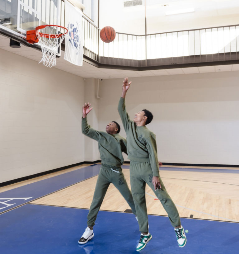 Cadets playing basketball