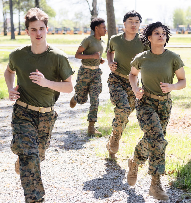 Cadets running as a group